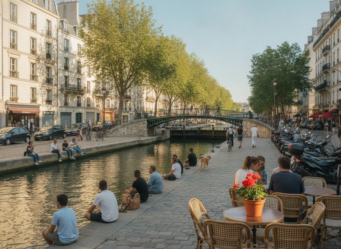 Rue du quartier Canal Saint-Martin, Paris 10e.