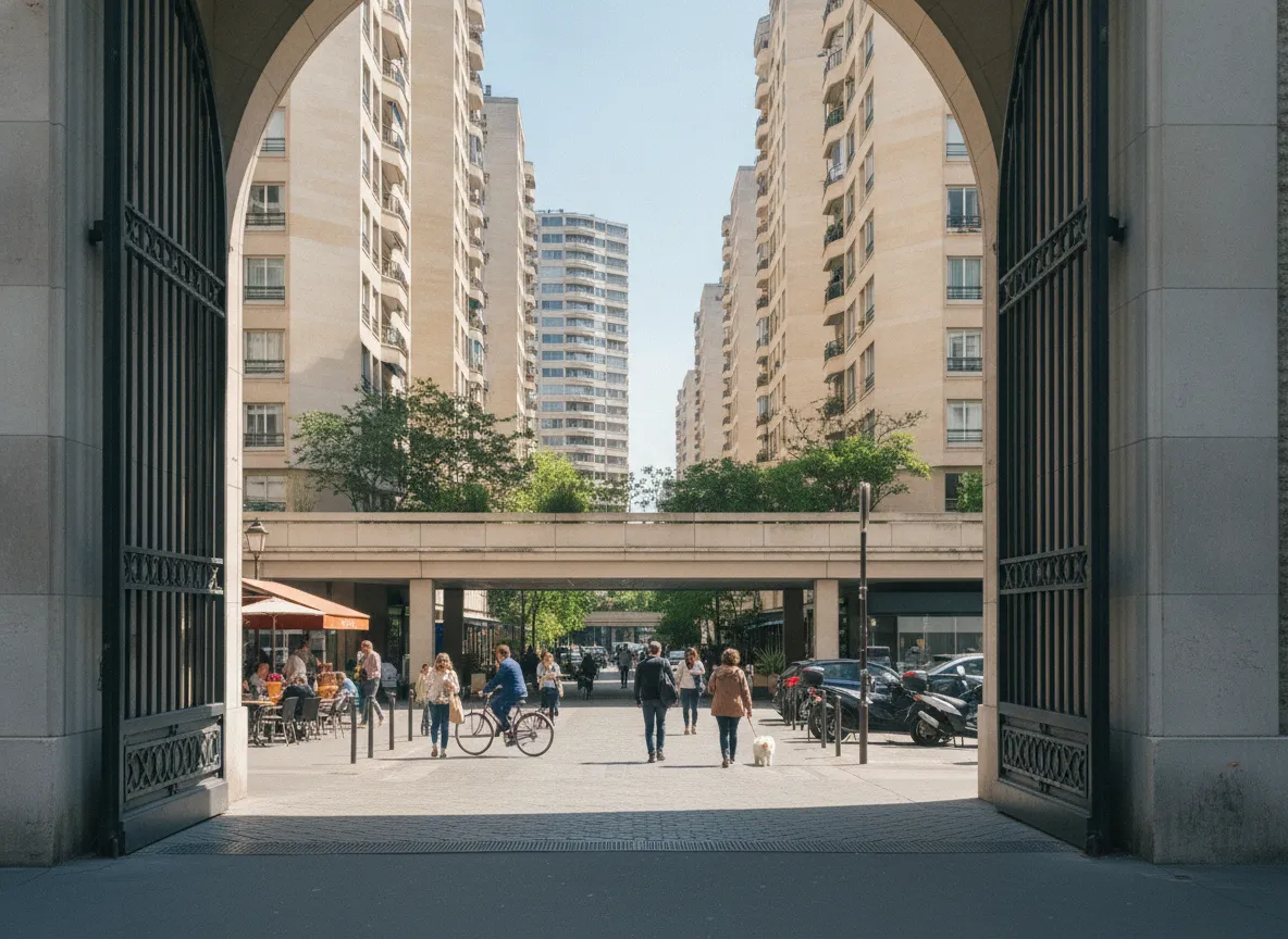 Rue du quartier Front de Seine – Beaugrenelle, Paris 15e.
