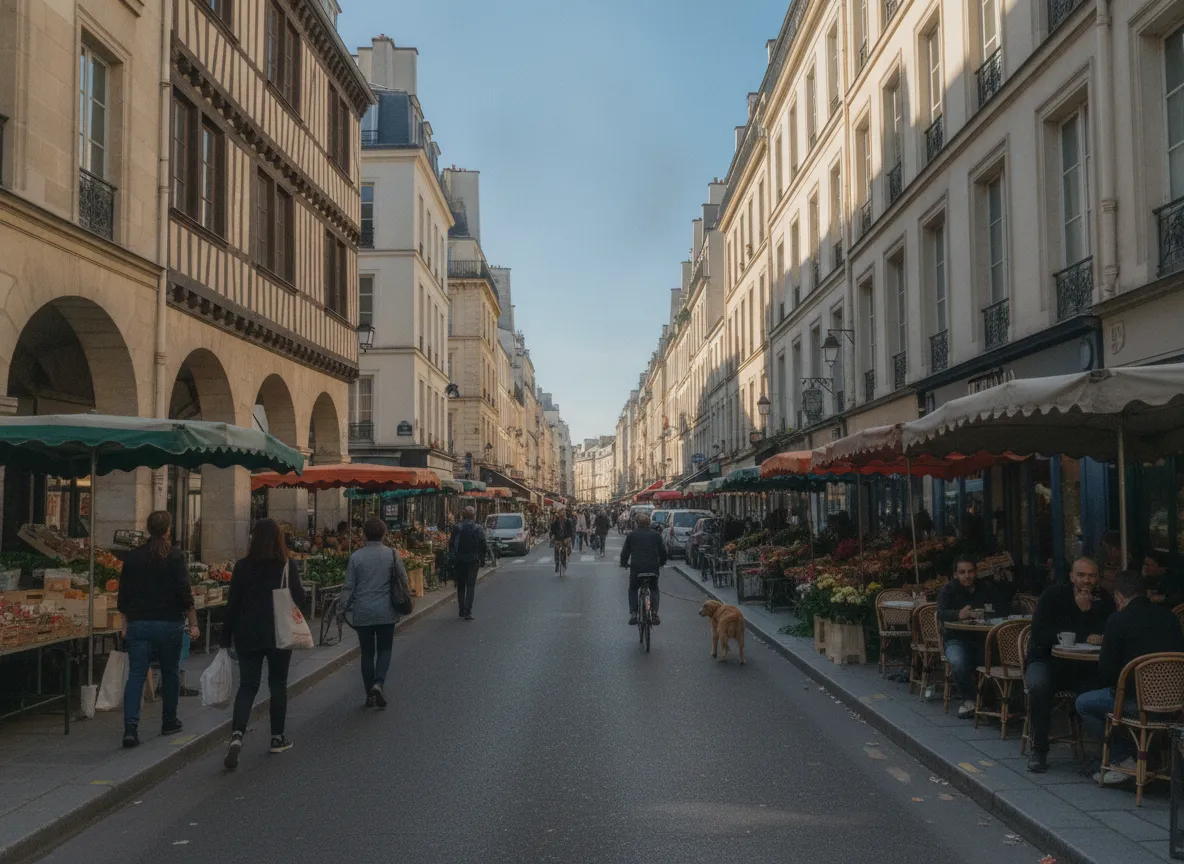 Rue du quartier Enfants-Rouges – rue de Bretagne, Paris 3e.